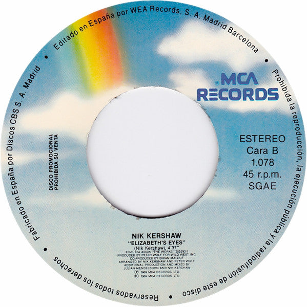 Nik Kershaw : Elizabeth's Eyes (7", Single, Promo)