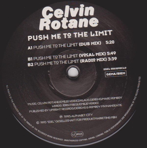 Celvin Rotane : Push Me To The Limit (12")