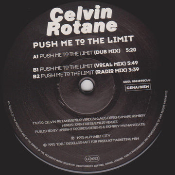 Celvin Rotane : Push Me To The Limit (12")
