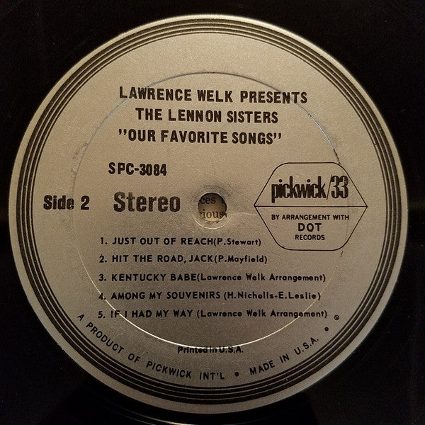 The Lennon Sisters : Our Favorite Songs (LP, Album, RE)