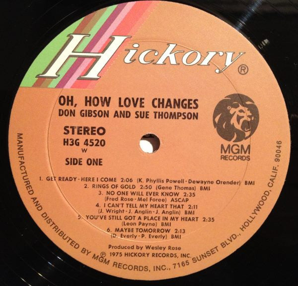 Don Gibson & Sue Thompson : Oh, How Love Changes (LP, Album)