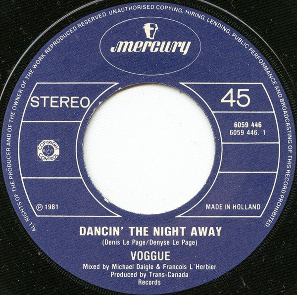 Voggue : Dancin' The Night Away (7", Single)