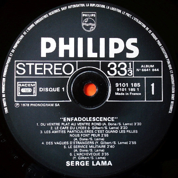 Serge Lama : Enfadolescence (2xLP, Album, RP, Gat)