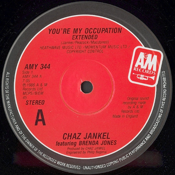 Chaz Jankel* Featuring Brenda Jones : You're My Occupation (12")