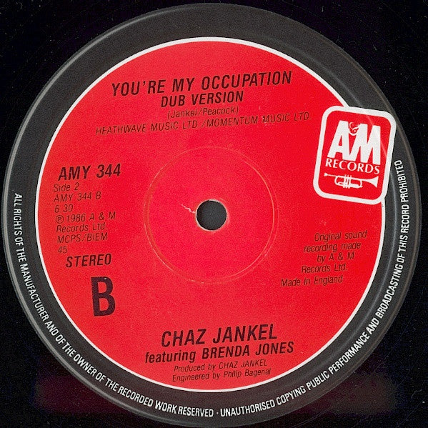 Chaz Jankel* Featuring Brenda Jones : You're My Occupation (12")