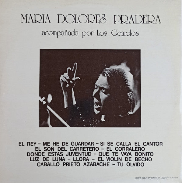 Maria Dolores Pradera, Los Gemelos : Maria Dolores Pradera Acompañada Por Los Gemelos (LP, Album, Gat)