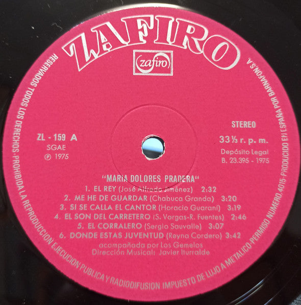 Maria Dolores Pradera, Los Gemelos : Maria Dolores Pradera Acompañada Por Los Gemelos (LP, Album, Gat)