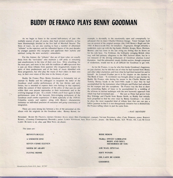 Buddy DeFranco : Buddy DeFranco Plays Benny Goodman (LP, Album, Mono, RE)