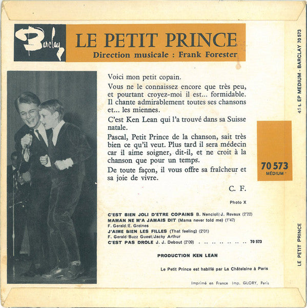 Le Petit Prince : C'est Bien Joli D'être Copains (7", EP)