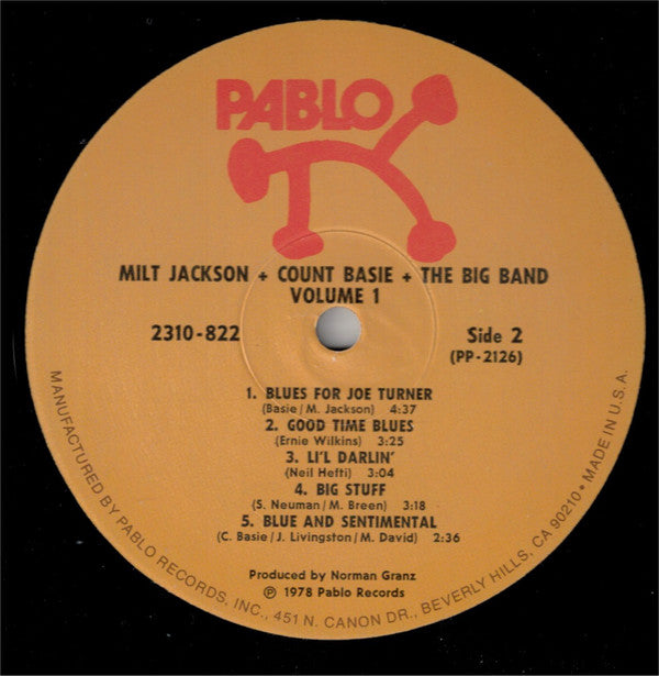 Milt Jackson + Count Basie + The Big Band* : Vol. 1 (LP, Album)