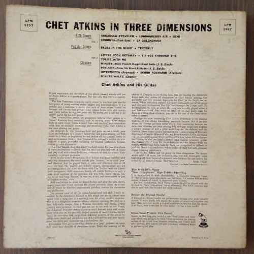 Chet Atkins : Chet Atkins In Three Dimensions (LP, Album, Mono, Ind)