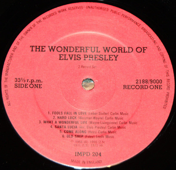 Elvis Presley : The Wonderful World Of Elvis (2xLP, Comp)
