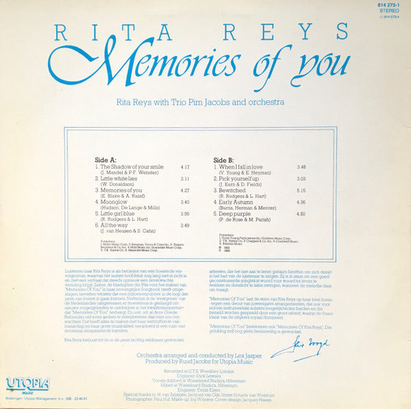Rita Reys With The Pim Jacobs Trio : Memories Of You (LP)