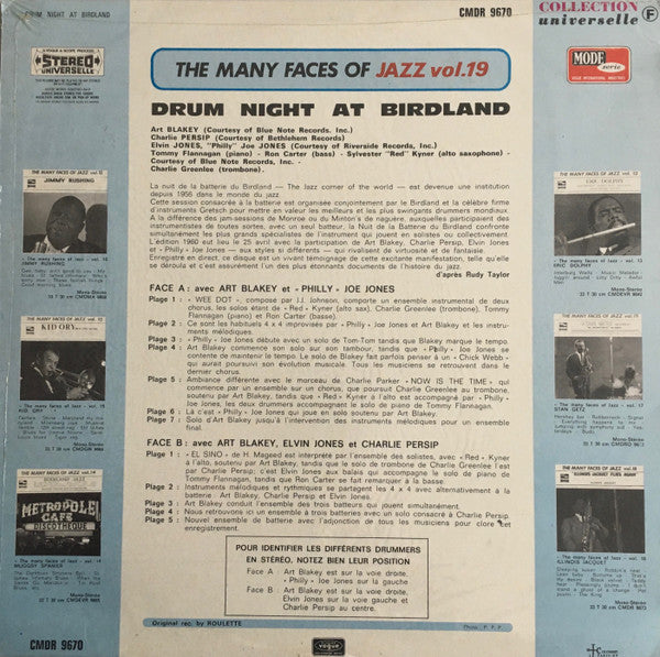 Art Blakey - Elvin Jones - "Philly" Joe Jones - Charlie Persip : Drum Night At Birdland (LP, Album, RE)