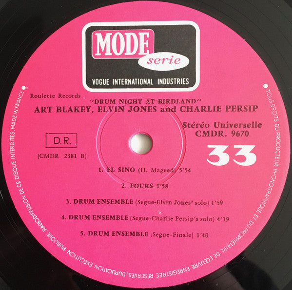 Art Blakey - Elvin Jones - "Philly" Joe Jones - Charlie Persip : Drum Night At Birdland (LP, Album, RE)