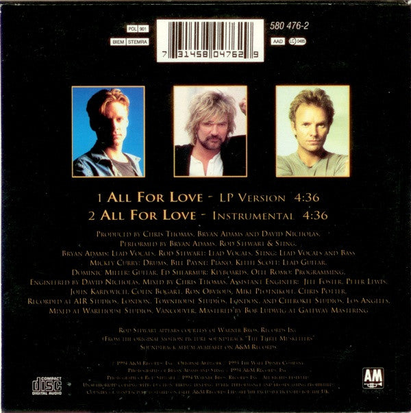 Bryan Adams, Rod Stewart, Sting : All For Love (CD, Single)