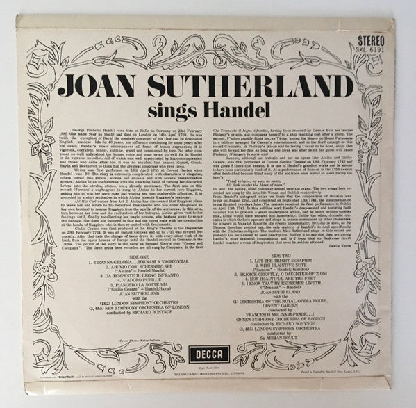 Joan Sutherland Sings Handel* : Joan Sutherland Sings Handel (LP, Comp)