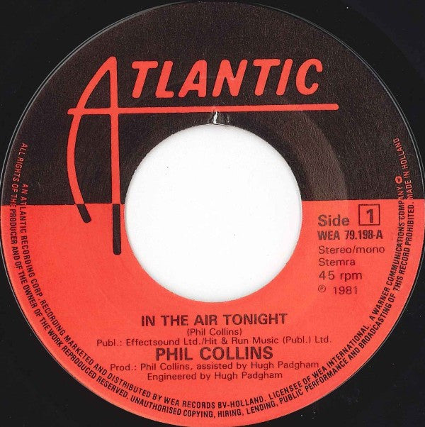 Phil Collins : In The Air Tonight (7", Single)
