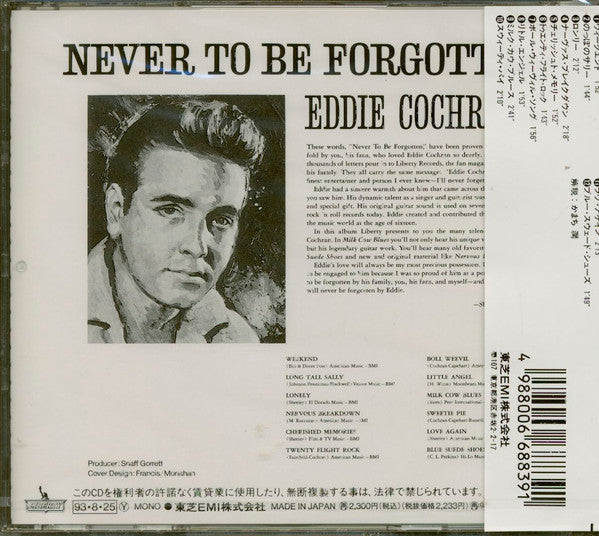 Eddie Cochran : Never To Be Forgotten (CD, Album, Mono, RE)