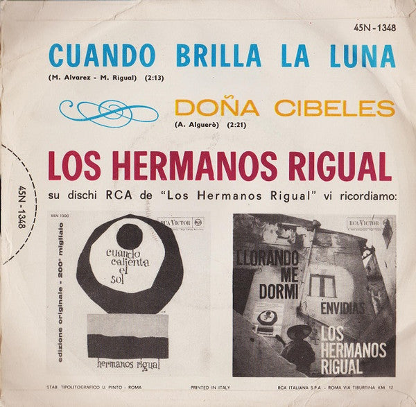 Los Hermanos Rigual : Cuando Brilla La Luna (7")