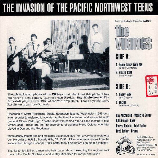 The Vikings (11) : Come Dance With Me / Plastic Coat / Honky  Tonk / Lucille (7", EP)
