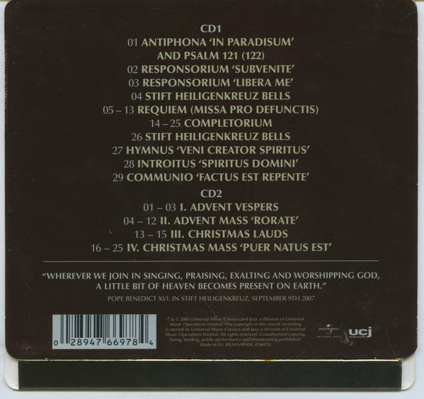 The Cistercian Monks Of Stift Heiligenkreuz : Chant (Music For Paradise) (2xCD, Album)