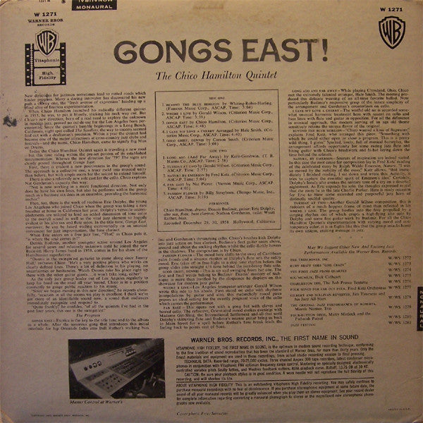 The Chico Hamilton Quintet : Gongs East! (LP, Album, Mono)