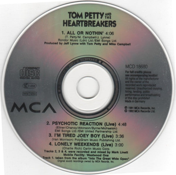 Tom Petty And The Heartbreakers : All Or Nothin' (CD, Single)