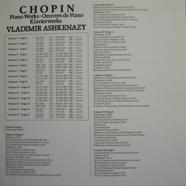 Frédéric Chopin, Vladimir Ashkenazy : Piano Works Vol. XII = Klavierwerke Folge XII (LP)