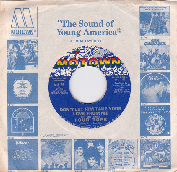 Four Tops : Don't Let Him Take Your Love From Me  (7", Single, Styrene, Mon)