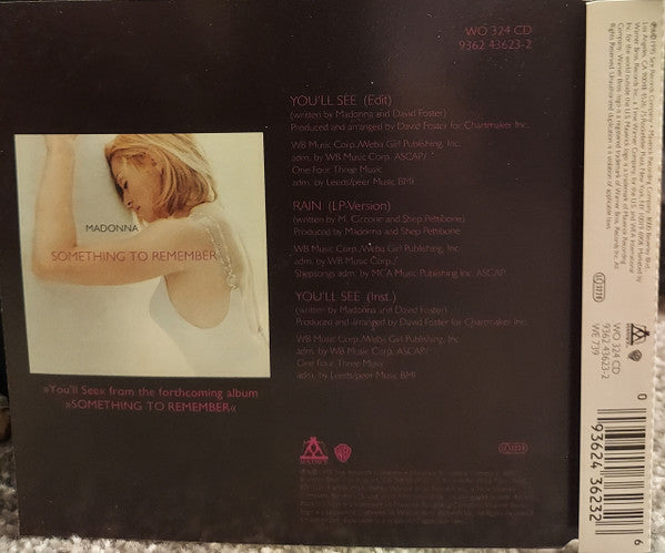 Madonna : You'll See (CD, Single, RP)