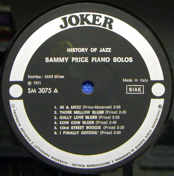 Sammy Price : Piano Solos (LP, Comp)