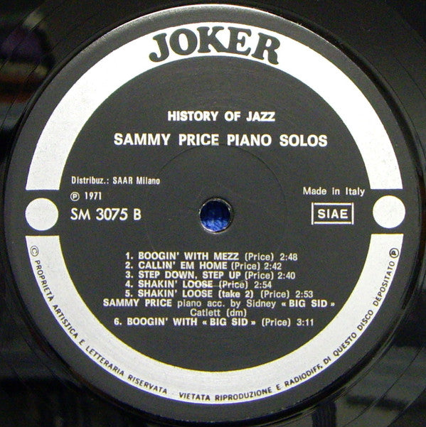 Sammy Price : Piano Solos (LP, Comp)