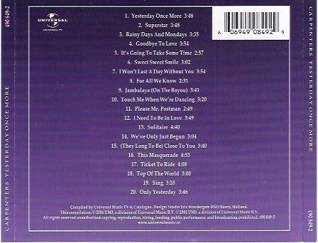 Carpenters : Yesterday Once More: De Nederlandse Singles Collectie (CD, Comp)