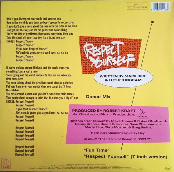 Bruce Willis : Respect Yourself (12", Maxi)