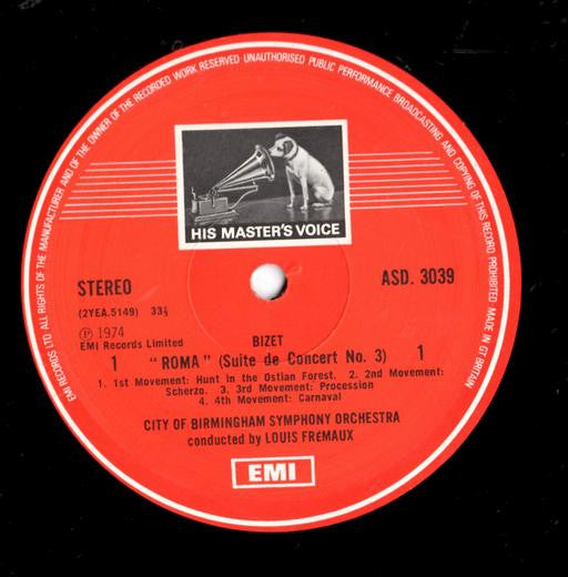 Georges Bizet, City Of Birmingham Symphony Orchestra, Louis Frémaux : Roma * Symphony in C (LP)