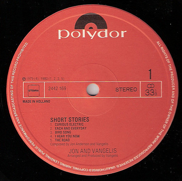 Jon And Vangelis* : Short Stories (LP, Album)
