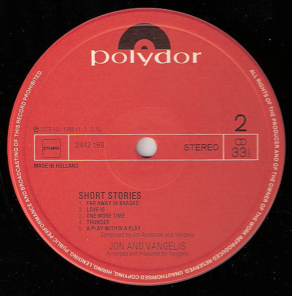 Jon And Vangelis* : Short Stories (LP, Album)