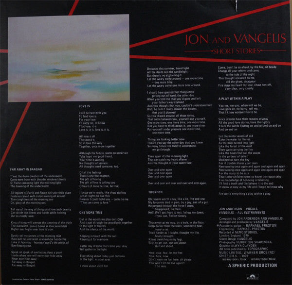 Jon & Vangelis : Short Stories (LP, Album)