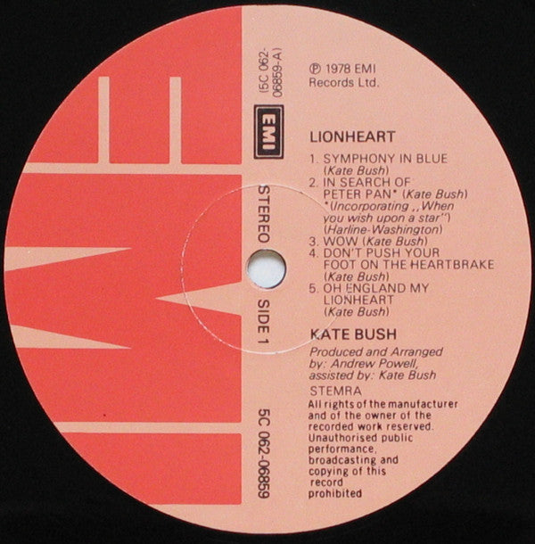 Kate Bush : Lionheart (LP, Album, Gat)