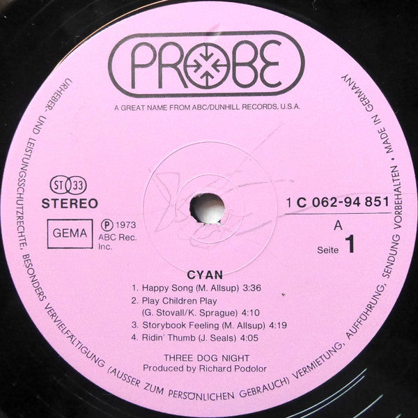 Three Dog Night : Cyan (LP, Album, Gat)