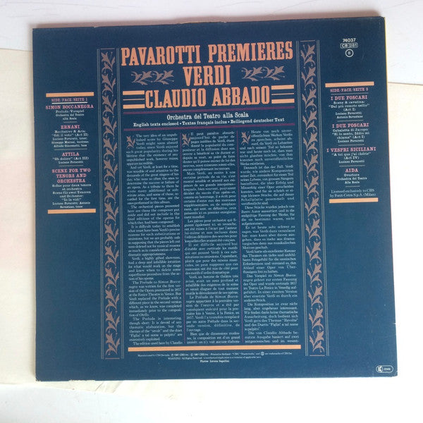Pavarotti*, Claudio Abbado, Orchestra Del Teatro Alla Scala : Pavarotti Premieres (LP, Gat)