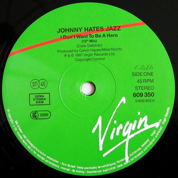 Johnny Hates Jazz : I Don't Want To Be A Hero (12")