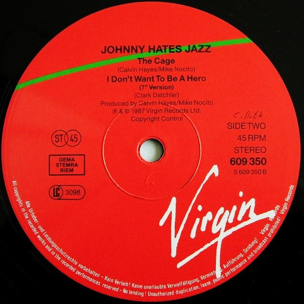 Johnny Hates Jazz : I Don't Want To Be A Hero (12")