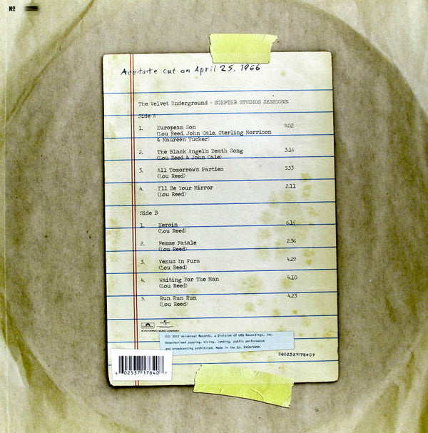 The Velvet Underground : Scepter Studios Sessions (LP, Album, RSD, Ltd, Num, RE)