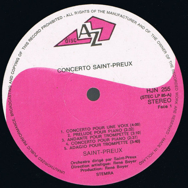 Saint-Preux : Concerto Saint-Preux (LP, Album)