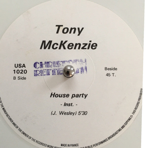 Tony McKenzie : House Party (12", Whi)