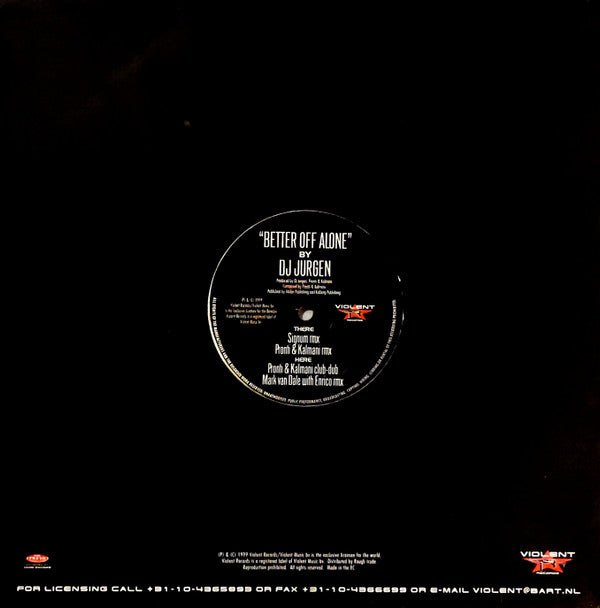 DJ Jurgen : Better Off Alone (12")
