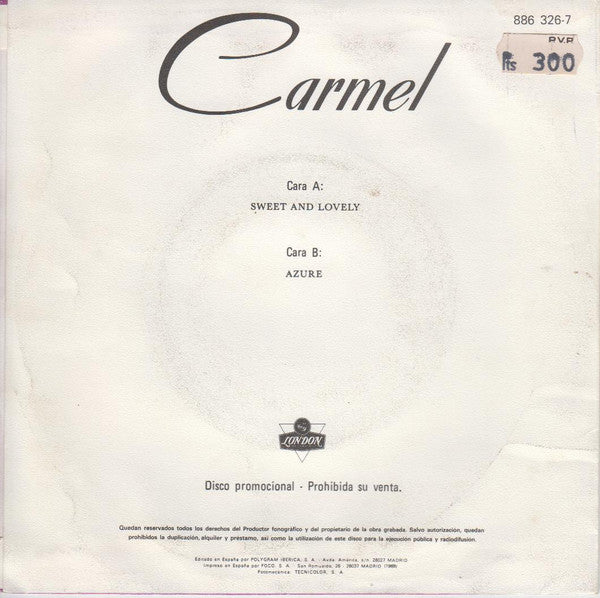Carmel (2) : Sweet And Lovely (7", Single, Promo)