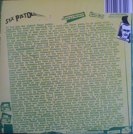 Sex Pistols : Pretty Vacant (7", RSD, Single, Mono, Ltd, Num)